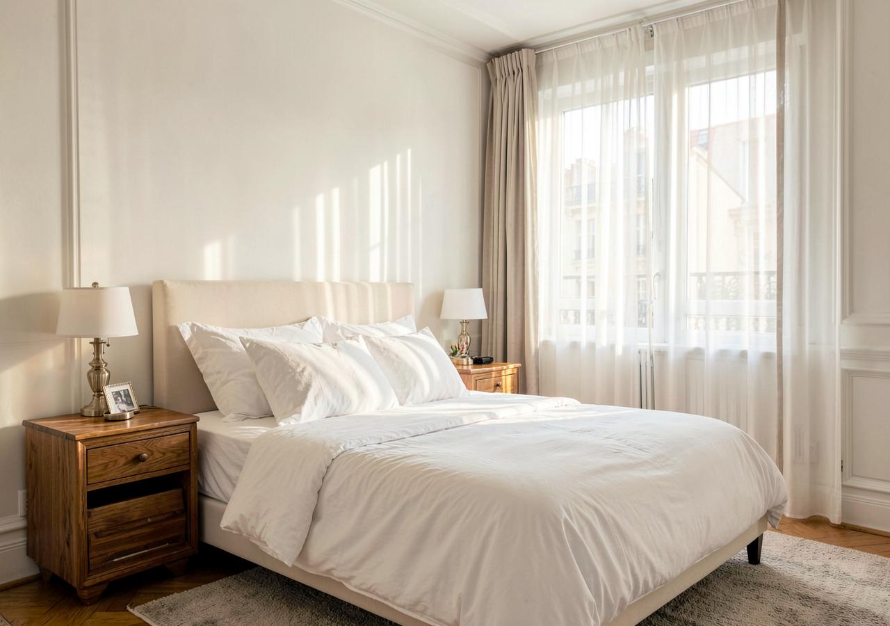 Bedroom with soft morning light