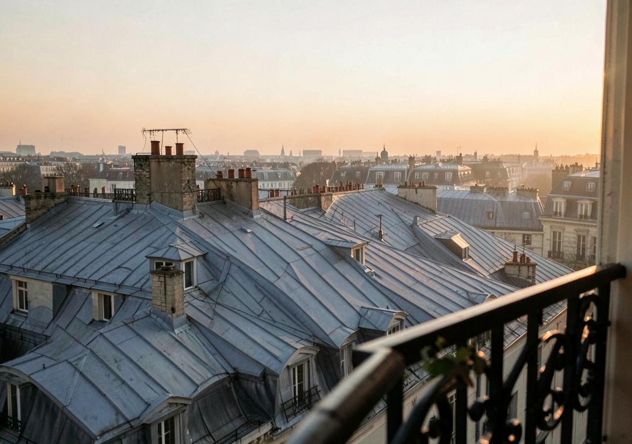 Panoramic view over Paris rooftops